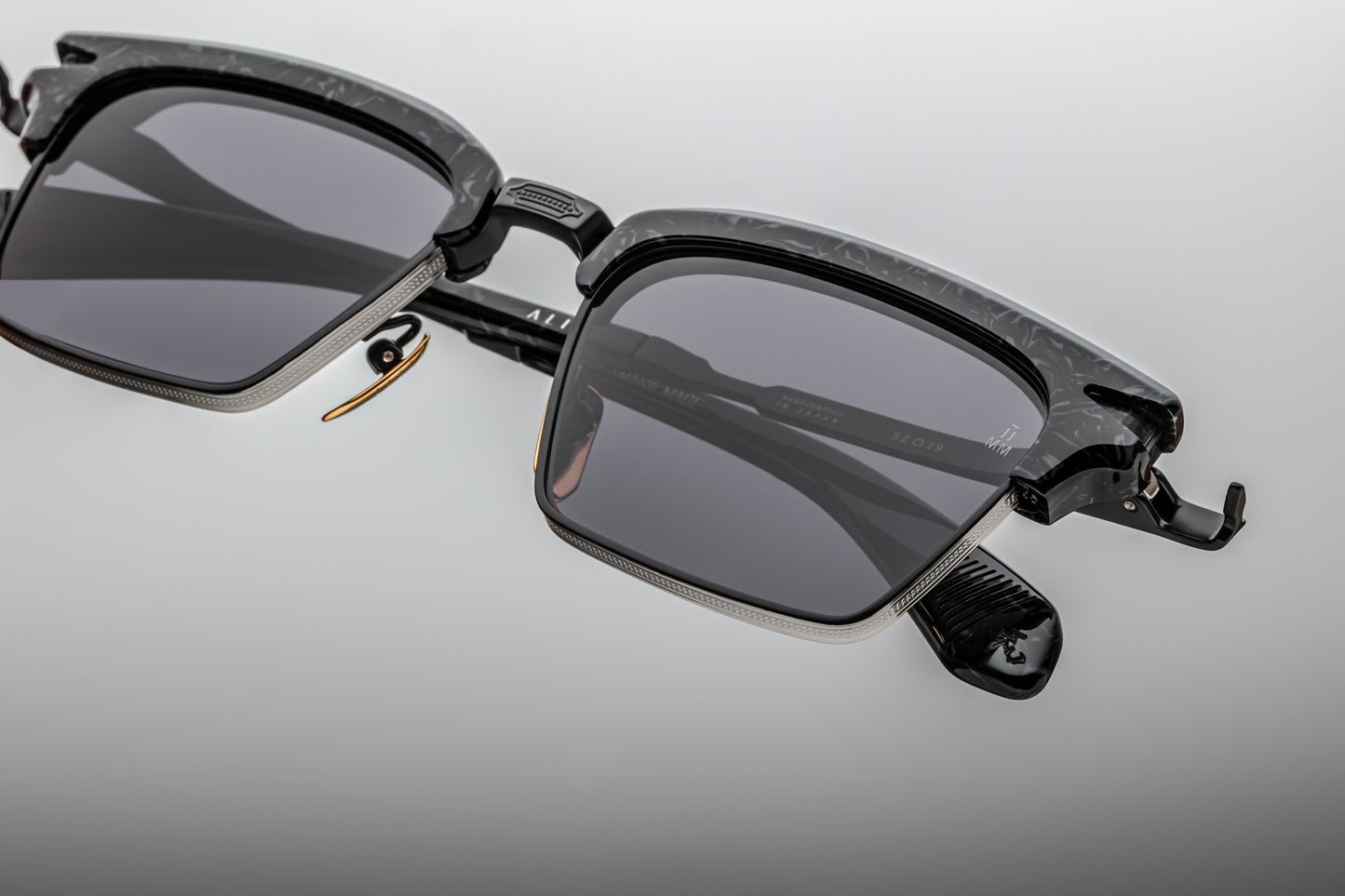 Jacques Marie Mage Alin sunglasses in slate with black engraved titanium temples.