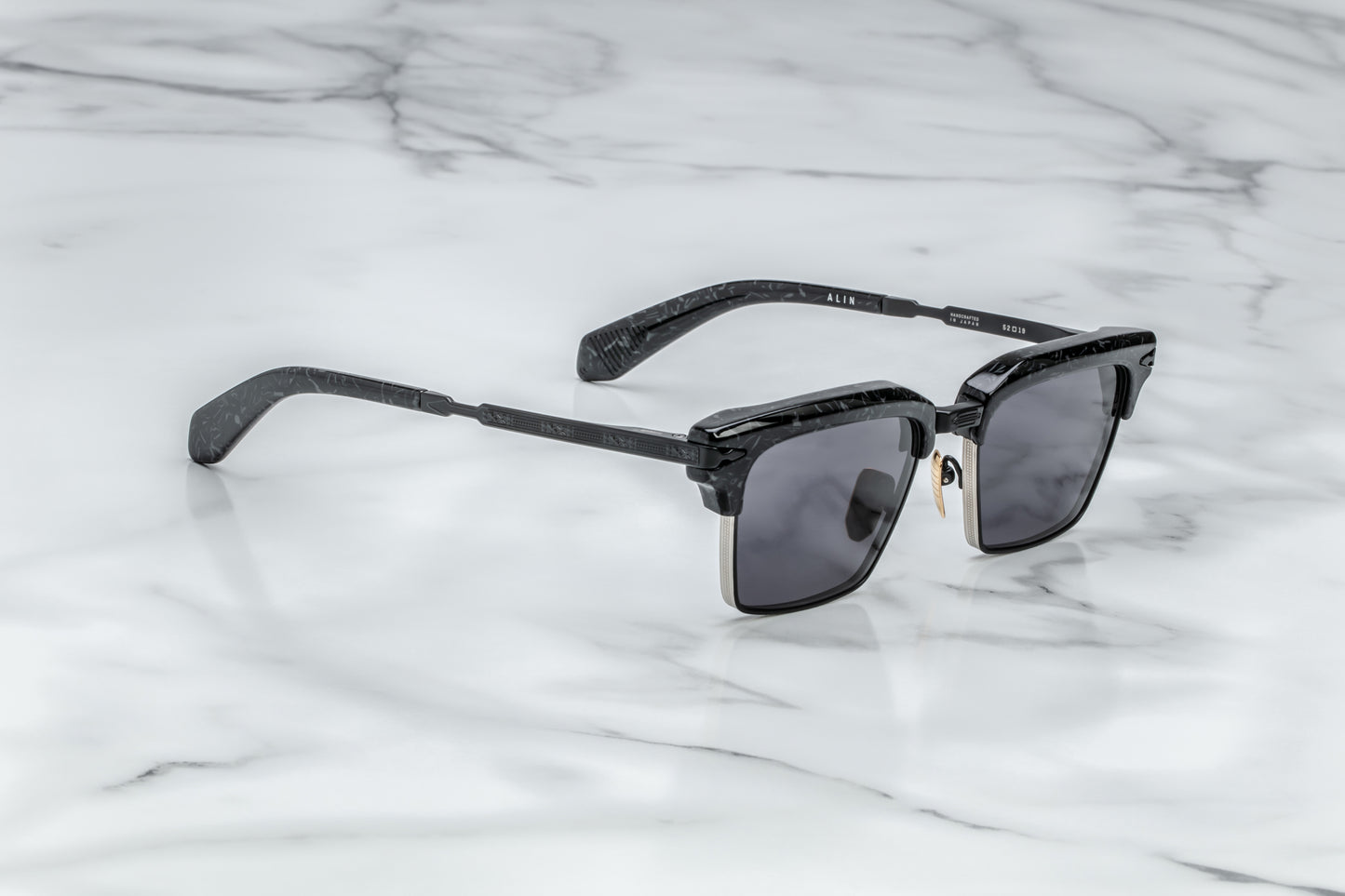 Jacques Marie Mage Alin sunglasses in slate with black engraved titanium temples.