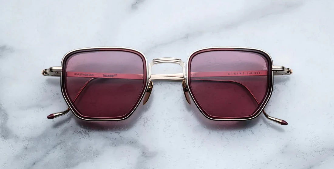 Jacques Marie Mage Atkins sunglasses in burgandy.