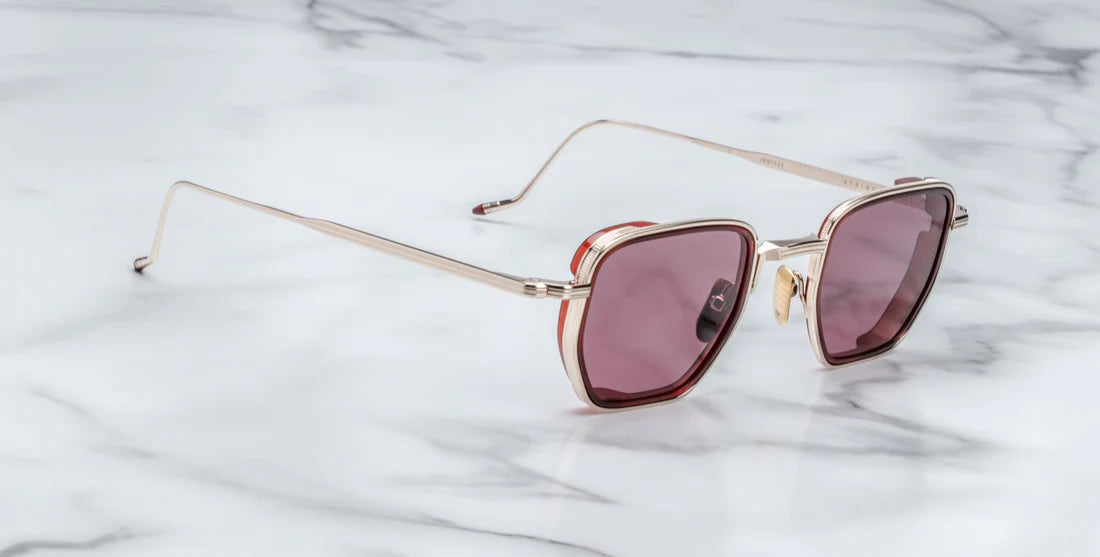 Jacques Marie Mage Atkins sunglasses in burgandy.