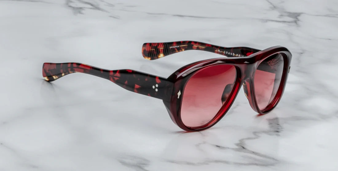 Jacques Marie Mage Grand Prix sunglasses in Burgandy.