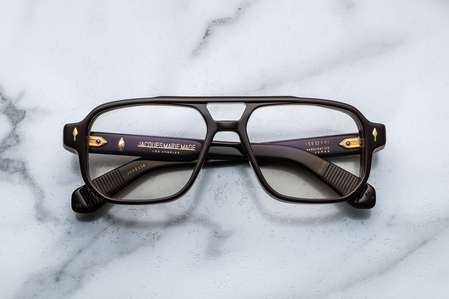 Jacques Marie Mage Evans Eyeglasses in Walnut (Brown). 